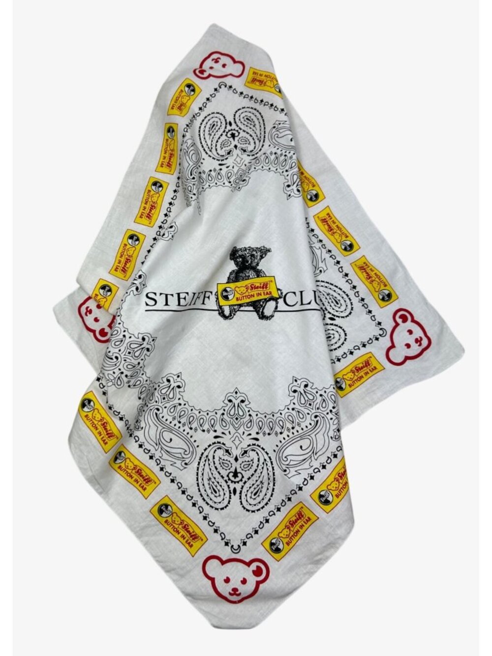 Steiff Club Bandana Scarf Handkerchief Button In Ear fabric
